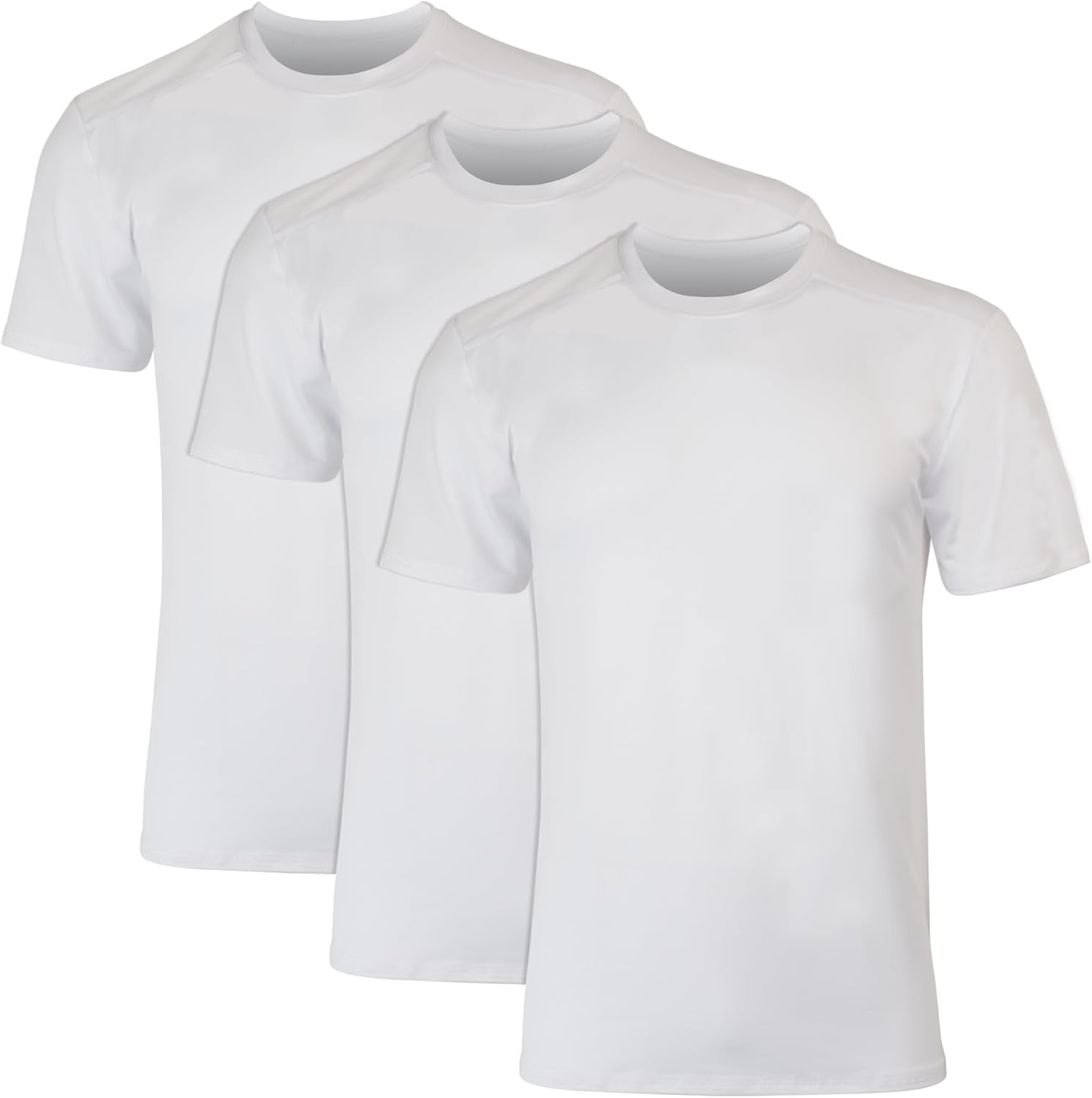 Men's  Breathable Mesh Back T-Shirt,  Moisture-Wicking Tee, White or Black/Grey, 3-Pack