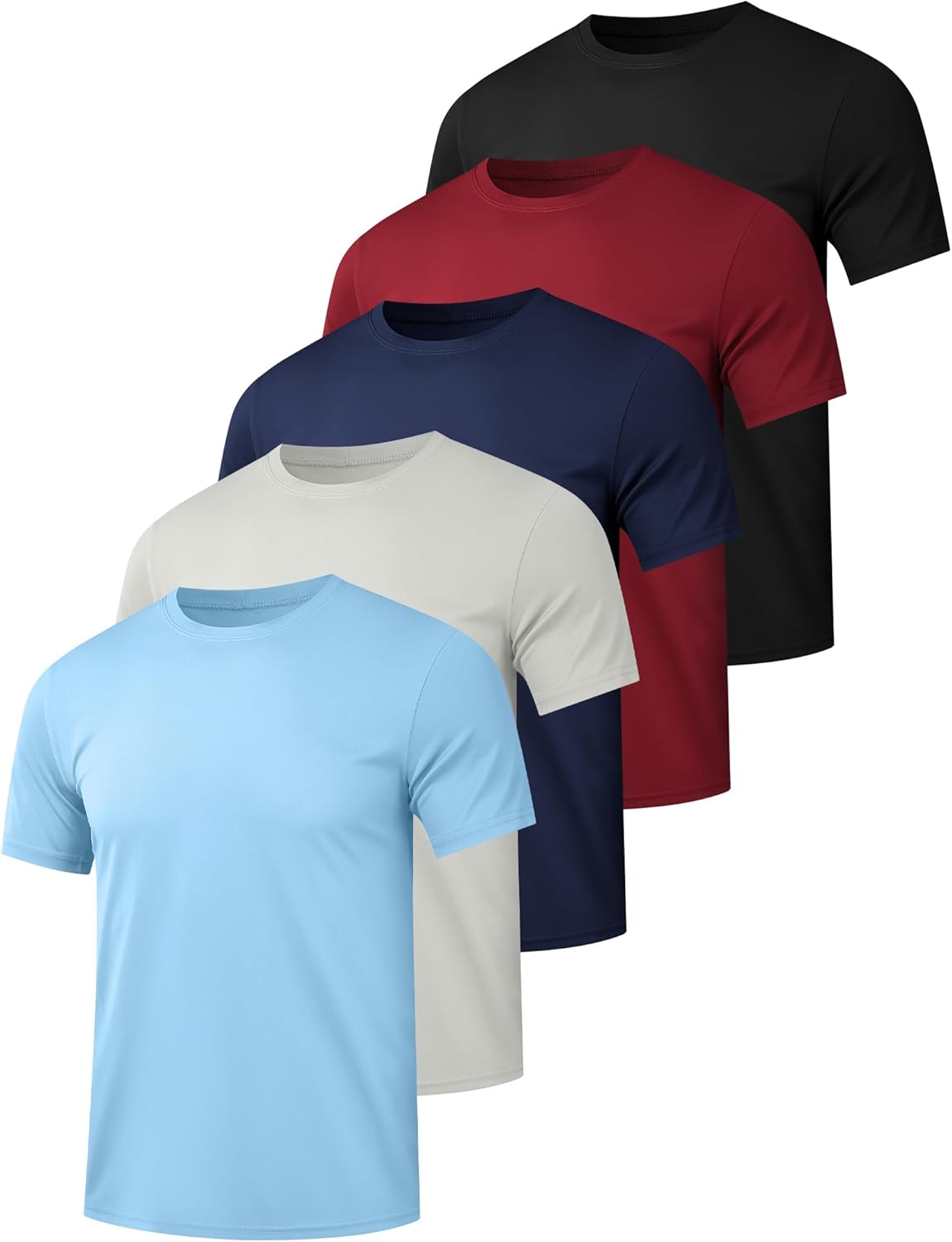 5/7 Pack Men's Dry Fit Workout Gym T Shirts, Short Sleeve Active Running Athletic Tee Tops
