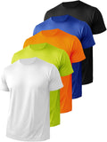 5 Pack Men’s Athletic Active Quick Dry Crew Neck T Shirts Running Gym Workout Short Sleeve Tee Tops