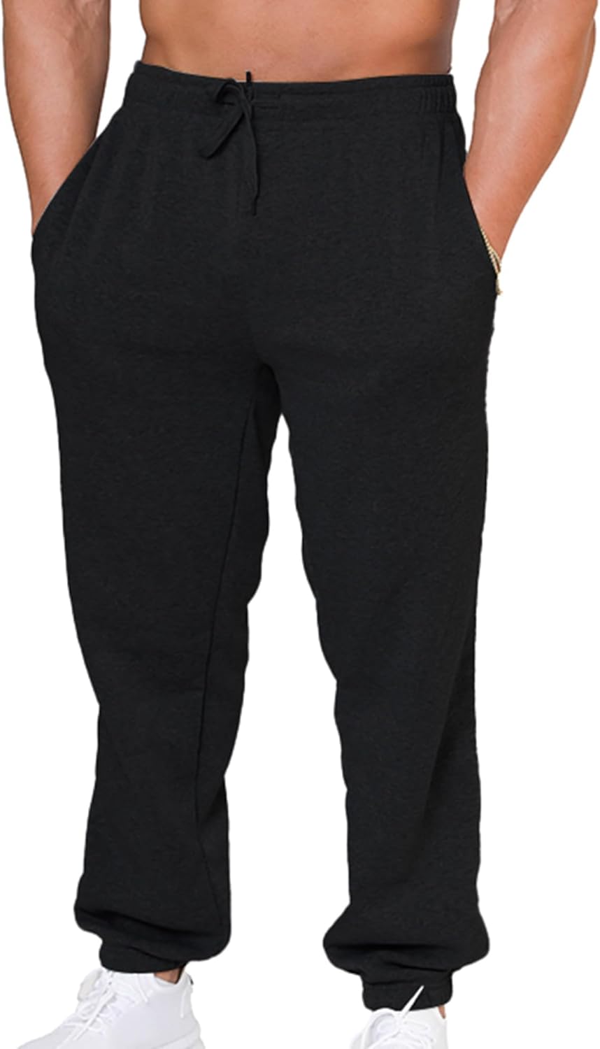 Elastic Bottom Baggy Sweatpants for Men, Workout Mens Sweat Pants with Pockets