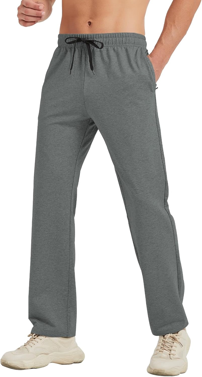 30/32/34/36/38/40 Long Inseam Mens Tall Sweatpants Open Bottom Joggers Athletic Yoga Pants with Pockets