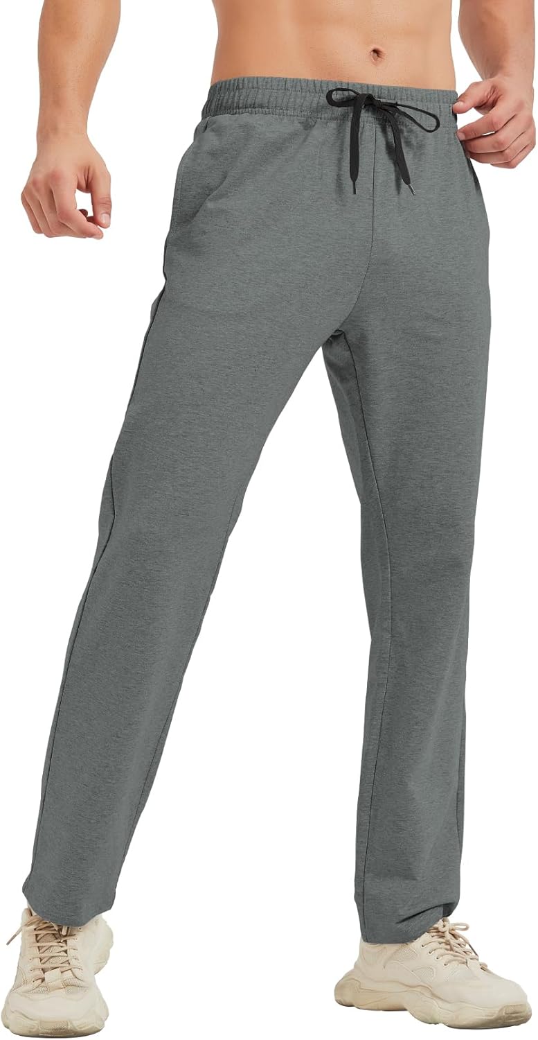 30/32/34/36/38/40 Long Inseam Mens Tall Sweatpants Open Bottom Joggers Athletic Yoga Pants with Pockets
