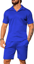 Men 2 Piece Short Sets Summer Outfits Short Sleeve Polo Shirt and Shorts Set Casual Beach Outfits