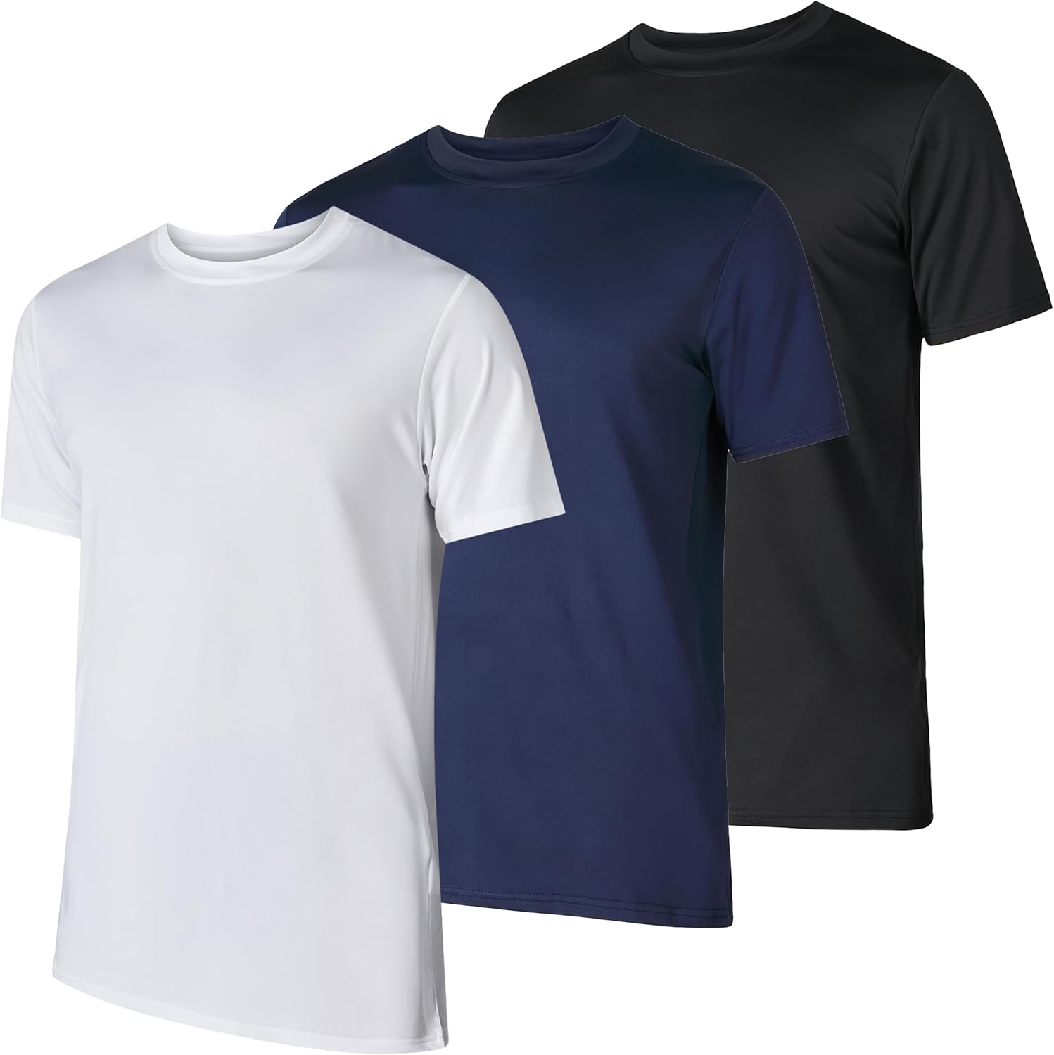 Men’s Workout Short Sleeve Athletic Gym T-Shirts 3 Pack Mens Dry Fit Running Shirt Moisture Wicking Active Crew Tees for Men