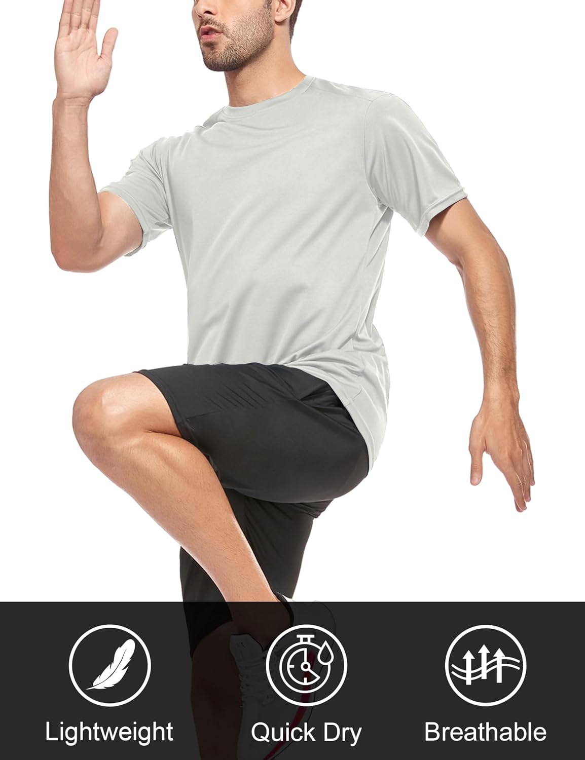 5/7 Pack Men's Dry Fit Workout Gym T Shirts, Short Sleeve Active Running Athletic Tee Tops