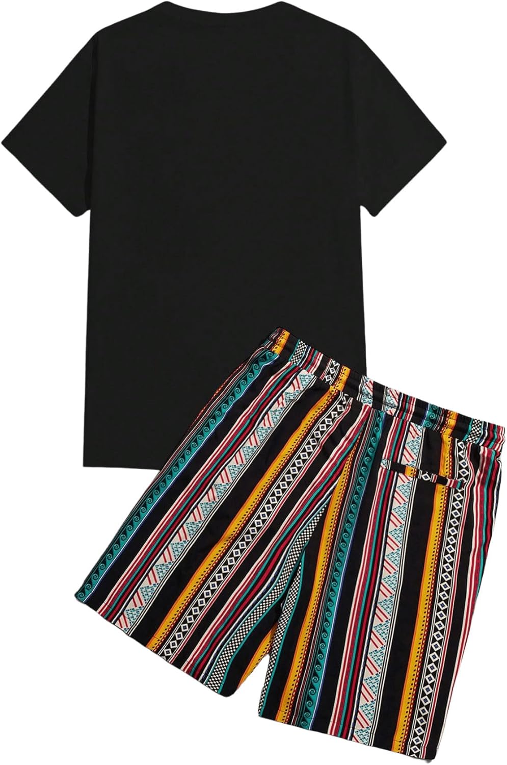 Men 2 Piece Tracksuit Sets Short Sleeve Tee Top and Striped Shorts Sets