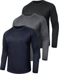 3 Pack Long Sleeve Shirts for Men - Quick Dry Moisture Wicking UV Sun Protection T-Shirts for Fishing Workout Athletic Gym